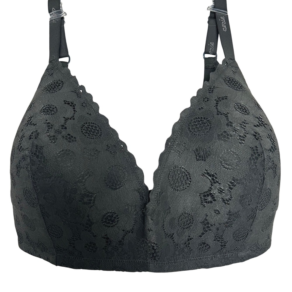 Aerie Black Lace Plunge Lined Bra ‎ Size 36DDD Adjustable Straps Convertible